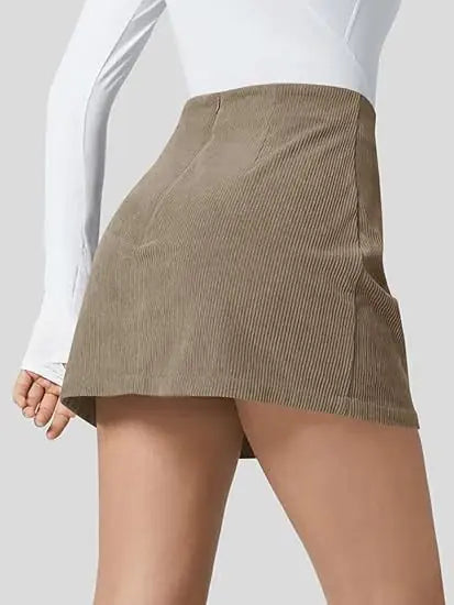 Velora |   High Waisted Corduroy Skirt.